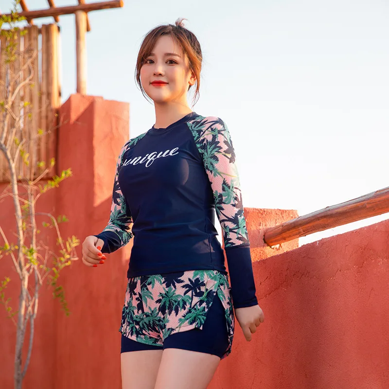 Camiseta Natacion Mujer Traje De Baño De Manga Larga De Piezas