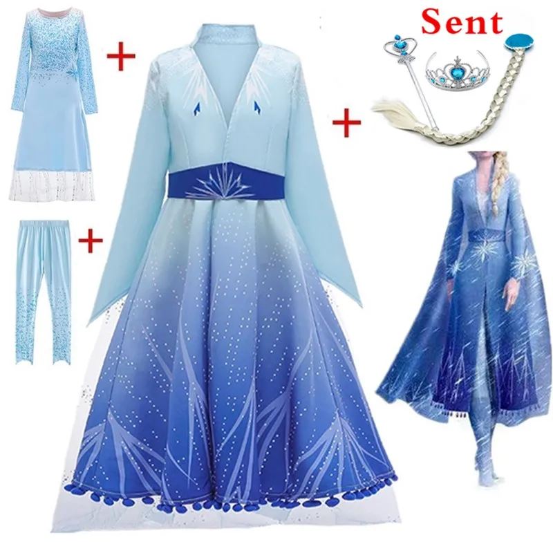 Новинка; платье принцессы Эльзы и Анны для костюмированной вечеринки «ледяная история 2»; вечерние праздничные платья для девочек; сезон лето; платья для маленьких девочек «Снежная королева»