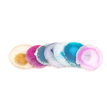 

Gems Crafts Stone Pad Natural Agate Slice for Jewelry Display Mat Irregular Decor Size 60-70mm