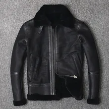 DAJANE, необработанный мех, овечья шерсть, Мужская кожа, Ретро стиль, классика, B3, овчина, лацканы, зимние пальто, чтобы согреться, мотоциклетная куртка