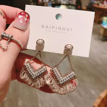 

Earing Purchased On Behalf Of South Korea, High-grade Heavy Industry Manual Dual-purpose Gem Exaggerated Long Earline Earrings