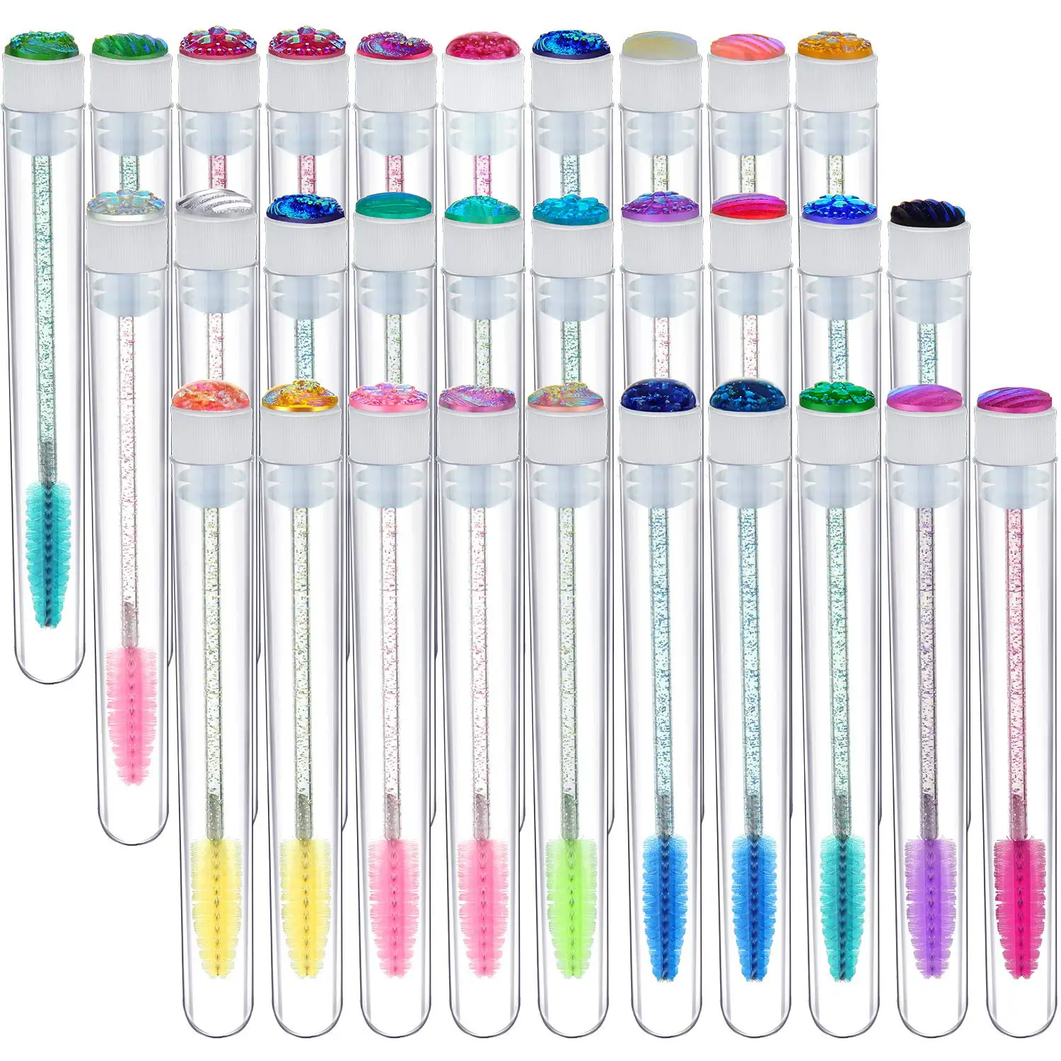 

36pcs Disposable Eyelash Brushes with Diamond Reusable Eyebrow Brush Tube Replaceable Dust-proof Convenient Carry Makeup