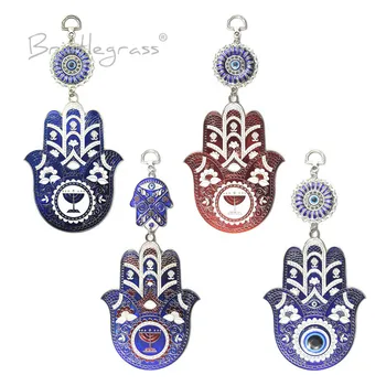 

BRISTLEGRASS Turkish Blue Evil Eye Hamsa Hand Flower Vine Wall Hanging Pendant Amulet Lucky Charm Blessing Protection Home Decor