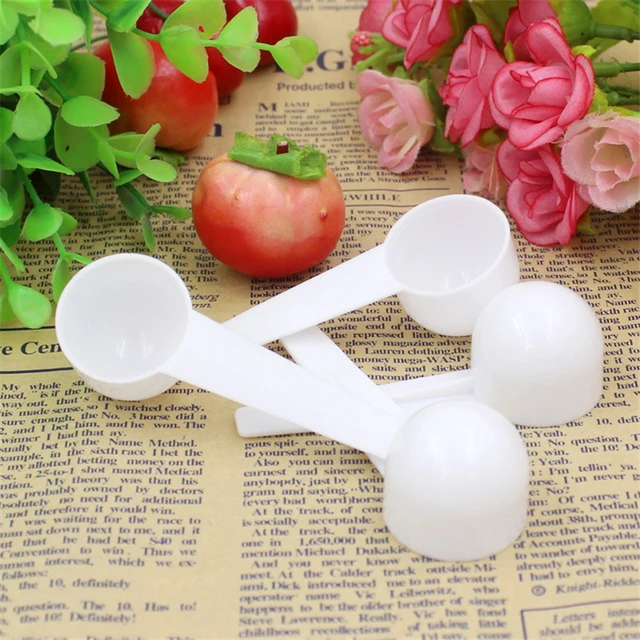 10pcs Plastic Tablespoon Coffee Scoop Measuring Spoon Mini Kitchen Spoon  For Milk Powder Fruit Powder Seed Dry Goods Spices Popcorn Flour- 5g