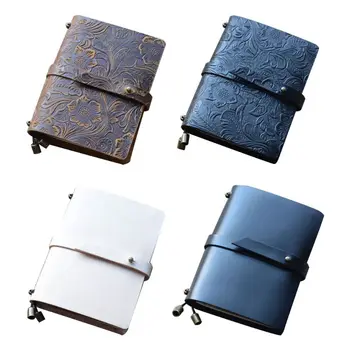 

Vintage Leather Travel Journal Notebook Diary Embossed Carved Notepad Sketchbook