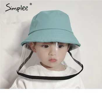 

Simplee Kids Dust Cover Full Face Cap bucket Hat Children Anti Protective Hat Droplets Spreading Prevent caps hat outdoor caps