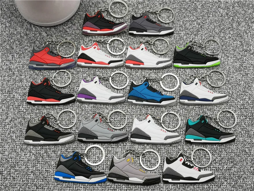 Мини AJ обуви брелок модные Для мужчин Для женщин малыш Jordan 3 Подарочный Брелок для ключей ретро баскетбол брелок-кроссовок для ключей ключ держатель Porte Clef