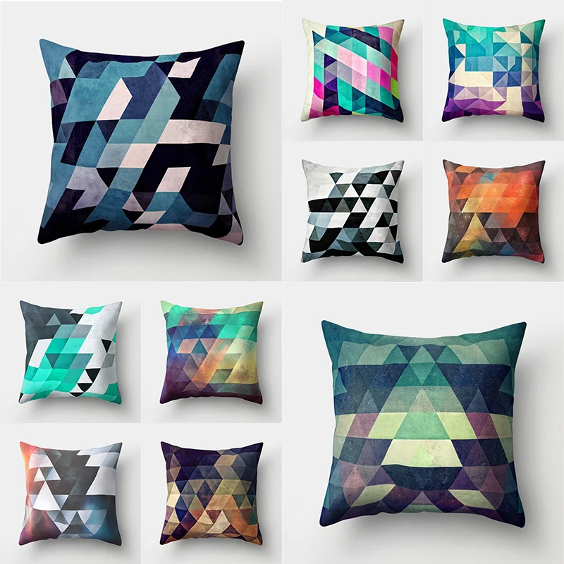 

Deep Color Geometric Cushion Cover Colorful Printed Diamond Pillow Covers Decorative Pillowcases Cushions Home Decoration Maison