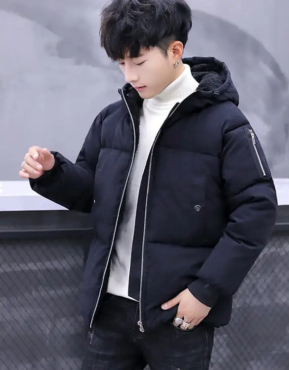 nuevo стиль de ropa acolchada de algodón para hombres; abrigo de invierno tendencia de стиль coreano estudiantes de invier - Цвет: black-lalian