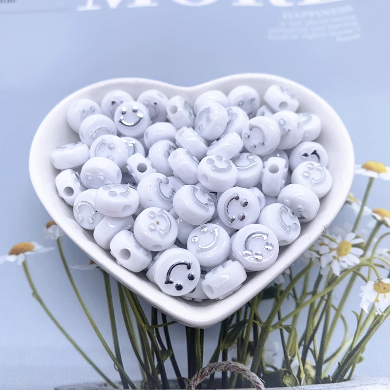30pcs 10mm Simulation Smiley face Acrylic Clay Shape Spacer Beads For DIY Handmade Jewelry Craft Accessories#01 | Украшения и