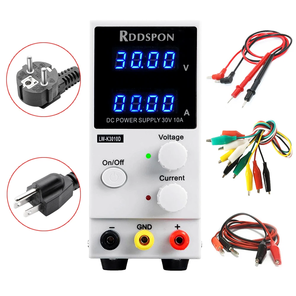 

30V 10A Mini Adjustable DC Power Supply K3010D 4 Digit Display Switch Regulator Laboratory Power Supply For Phone Laptop Repair