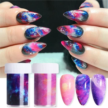 

1 Box 4*100cm Nail Foils Marble Series Nail Art Transfer Sticker Paper Foils Bright Holographics Glitter Sticker Decoration DIY