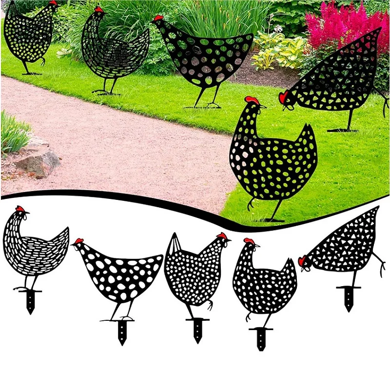Easter Chicken Yard Art Creative Gardening Ornaments Artificial Acrylic Hen Chicken Art Outdoor