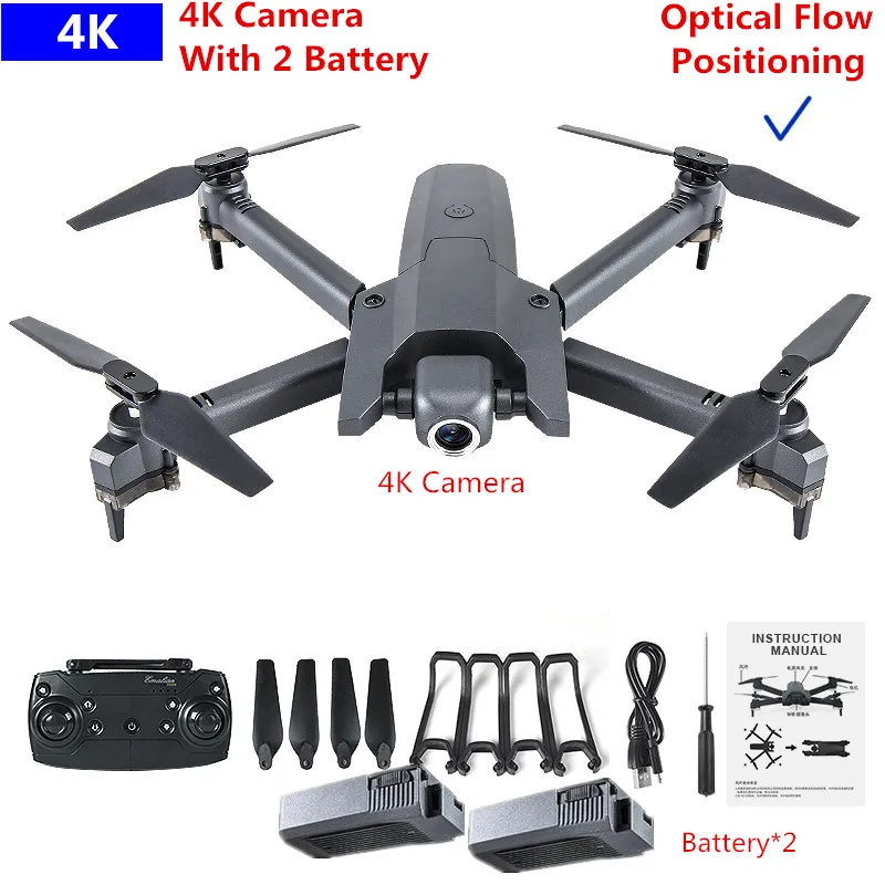 4K UHD селфи Wi-Fi FPV RC Дрон складной Дрон рука смарт-фото последующая регулируемая камера оптического потока позиционирования вертолетик на wifi - Цвет: 4K 2 Battery