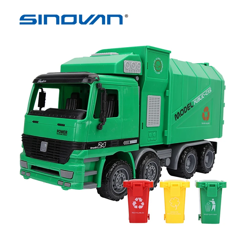

Children toy car Simulation Inertia Garbage Truck Sanitation Car Model toys for children With Three Trash diecasts & toy vehicle