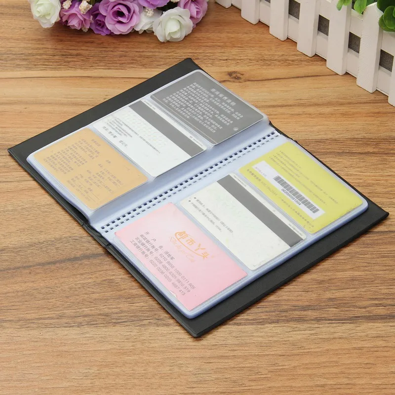 Leather 300 Cards Business Name ID Credit Card Holder Book Case Keeper Organizer
