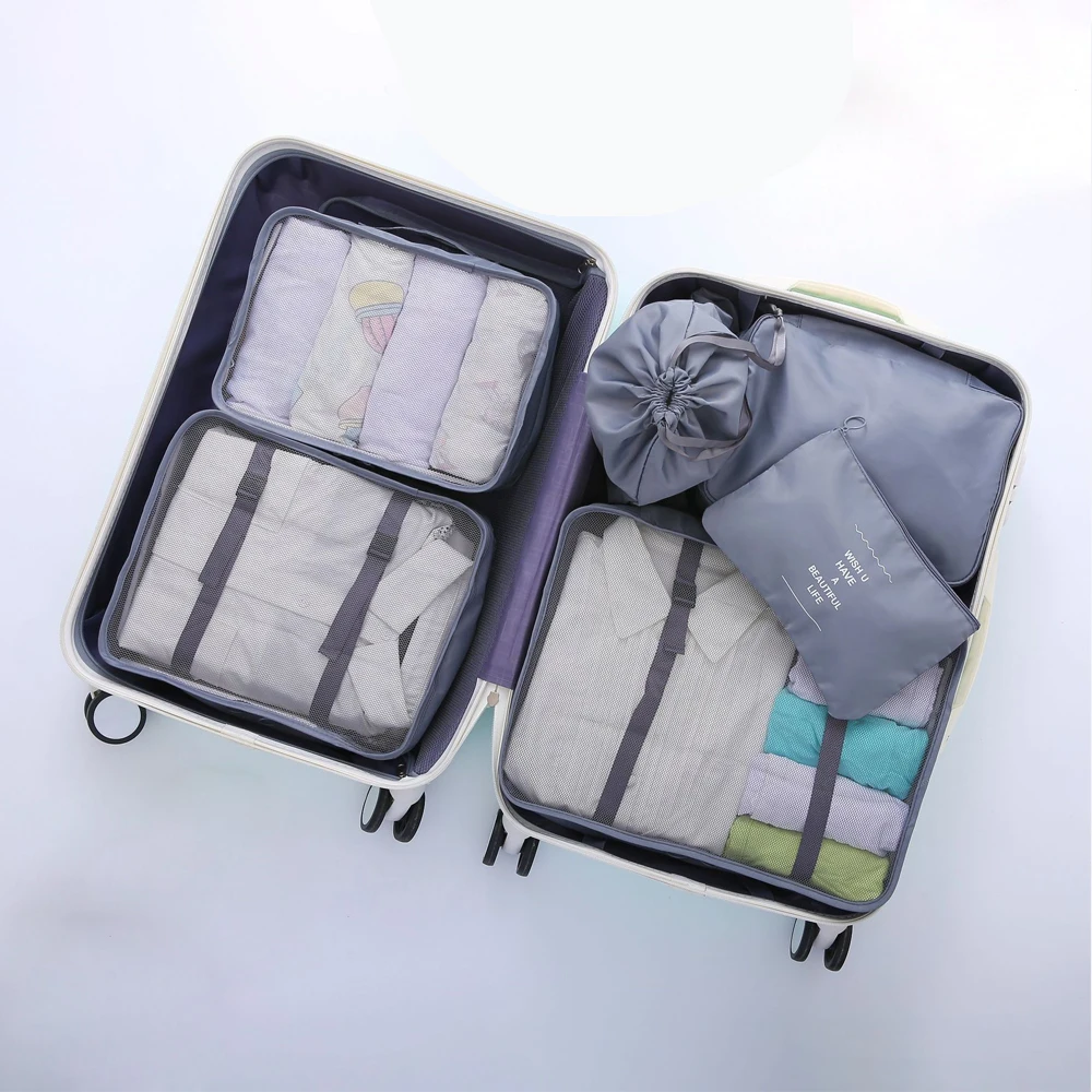 

Travel Storage Luggage Underwear Shoes Drawstring Pocket Finishing Bag Clothing Storage Carrying Case Compression Bag 6 Sets