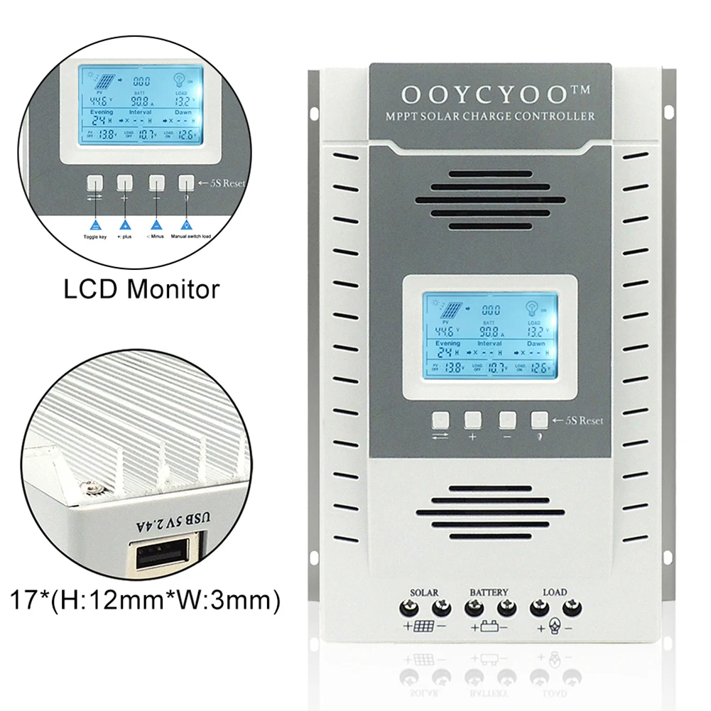 

60-100A MPPT Solar Panel Regulator Charge Controller 12V/24V Remote Display