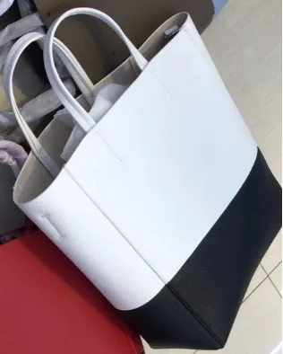 white and black Элегантная сумочка из натуральной кожи, портативная вертикальная сумка-ведро с панелями, Женская Повседневная сумка высокого качества - Цвет: white and black