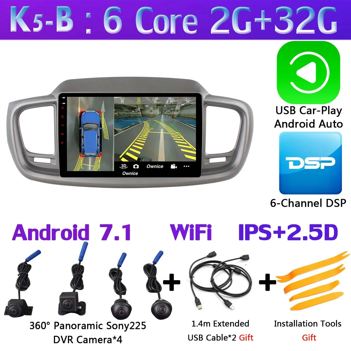 360°Pano ram ic камера Android 9,0 8 ядерный 4G ram+ 64G rom автомобильный DVD для Kia Sorento 3 Prime LHD gps радио - Цвет: K5-B-CarPlay