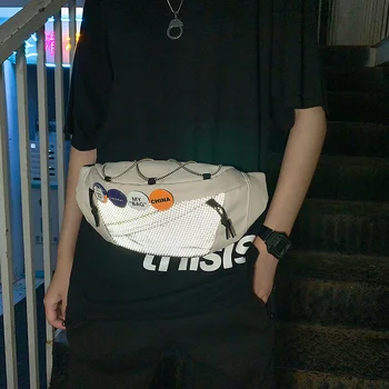 

Hip Hop Reflective Waist Pack Men Travel Sports High Capacity Personalized Chest Bag Outdoor Waterproof Casual Waist Bag DA60YB