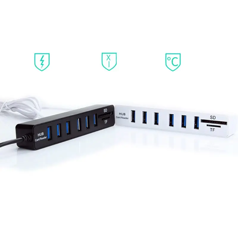 Высокоскоростной USB 2,0 концентратор комбинированный 6 портов расширитель Мульти USB разветвитель с SD/TF кард-ридер для ПК компьютер планшет аксессуары