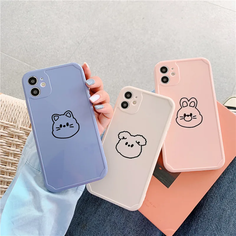 cute cartoon animal Soft phone case for iphone 12 11 Pro Max 12 7 8 plus X XR XS MAX XS SE 2020 Soft Silicone cover gift coque