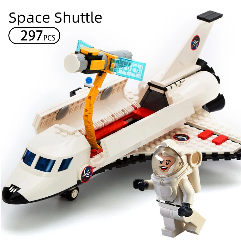 

297Pcs City Spaceport Series Aerospace Space Technic Flight Space Shuttle Plane Building Block Compatible Legoing Toys For Kids