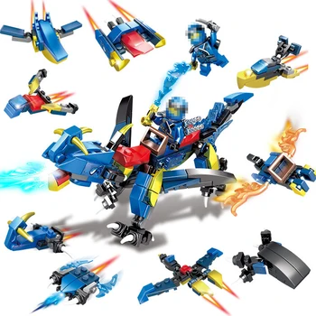 

8 IN 1 Phantom Ninja Mecha Dragon Flying Dragon Building Blocks Set Technic DIY Bricks Boy Puzzle Children Assemble Plastic Toys