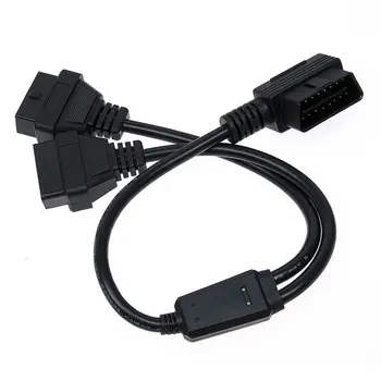 

50CM L Shape OBD Interface Line One-to-Two Extension Cord 90 Degrees Connection Line Converter 16 Pins OBD Cable