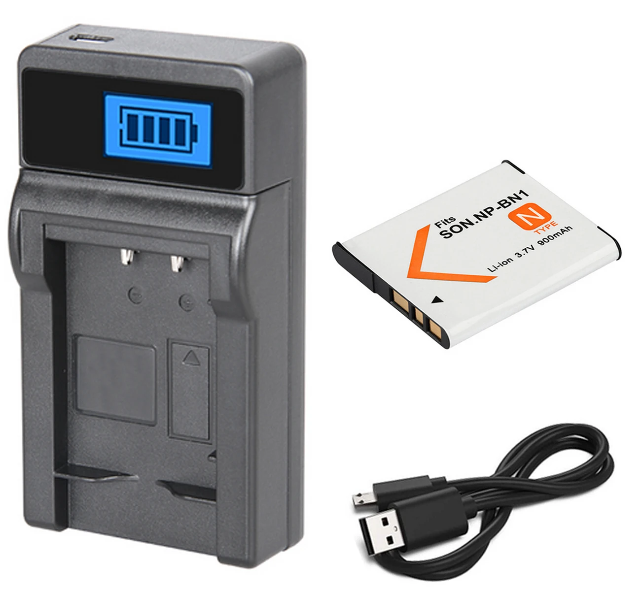USB Charger 2 pcs Battery for SONY NP-BN1 DSC-W350 DCS-W330 DSC-W320 DSC-W310 