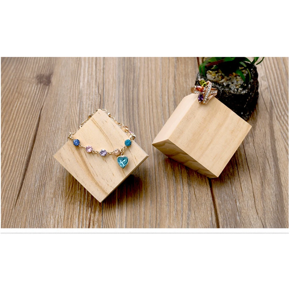 Unpainted Wooden Block Bracelet Ring Watch Jewelry Display Holder Decoupage DIY