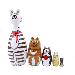 Poupées russes Matryoshka peintes à la main pour chats, cadeau traditionnel russe, Style ethnique 