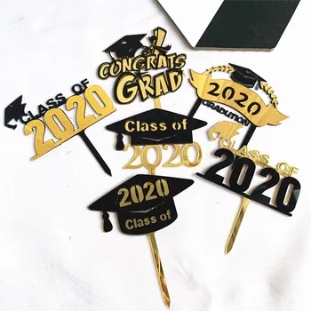 

Graduation Party Cake Topper Acrylic Student Graduation Hat Cake Toppers Graduation hat 2020 Happy Birthday Cake flag Decoration