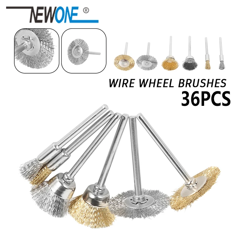 32/24Pcs Brass Steel Wire Brush Polishing Wheels Full Kit for Dremel Rotary Tool