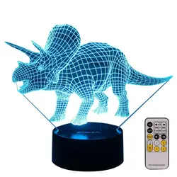 Ночные светильники для детей динозавр 3D ночник прикроватная лампа 7 цветов Изменение с пультом дистанционного управления лучшие подарки
