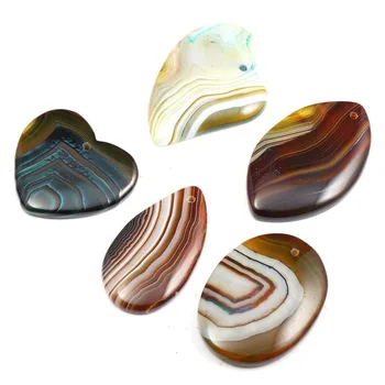 

5pc/bag Natural Stone Agate Pendant Mixed Color Natural Agate Stone Irregular DIY Necklace Pendant Stripes Jewelry Accessories