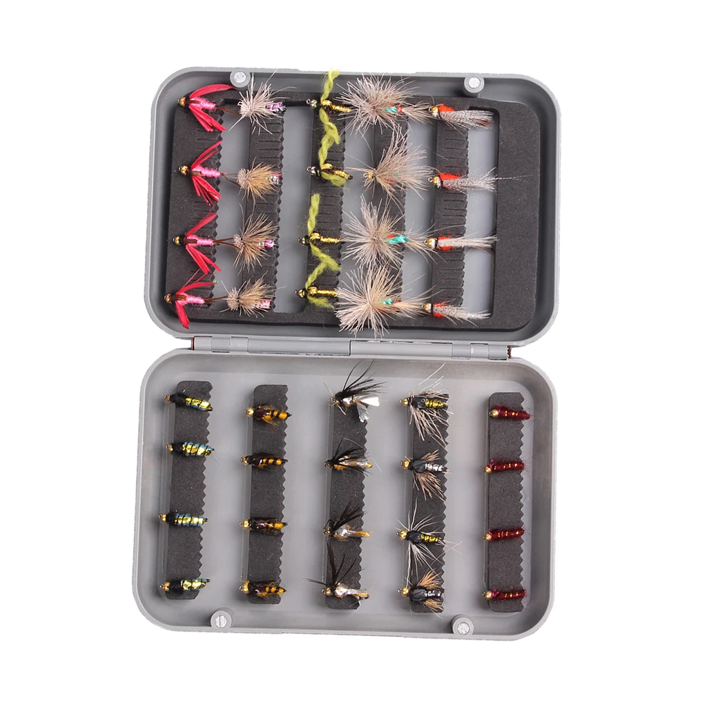 40pcs Different Style Fly Fishing Lures Flies Set Artificial Insect Bait Trout Fish Hooks