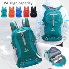 Легкий складной спортивный рюкзак Водонепроницаемый нейлон Для женщин Для мужчин рюкзак 35L Большое путешествие Спорт на открытом воздухе кемпинг Пеший Туризм Рюкзак