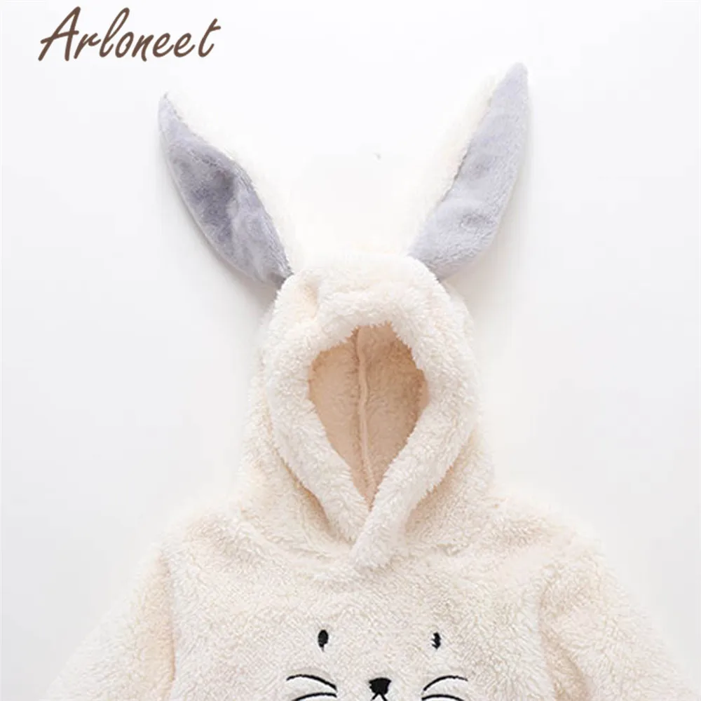 Одежда arloneet; зимнее плотное пальто для маленьких мальчиков; комбинезон с рисунком кролика; Верхняя одежда на молнии с капюшоном; пальто для малышей; Верхняя одежда для девочек