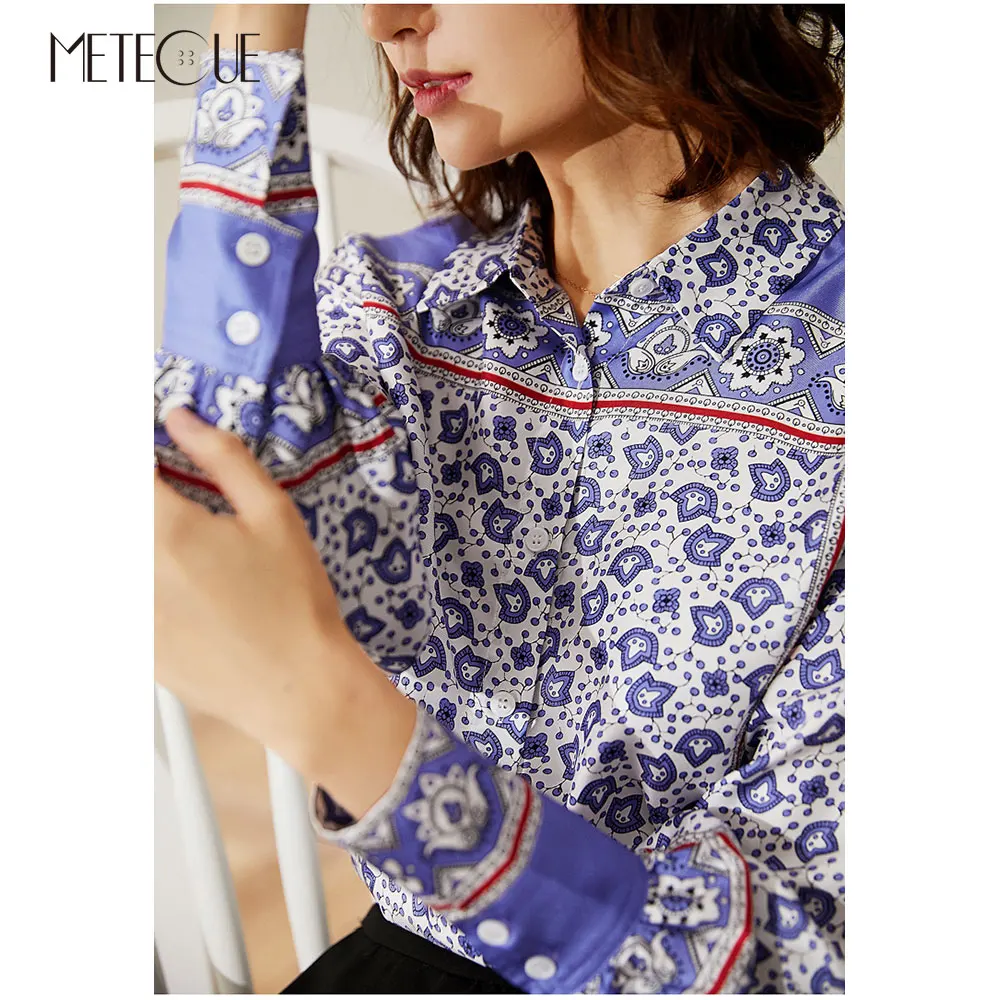 Рубашка с принтом пейсли и блузка женская 2019 предосенняя Мода 100% твил шелк