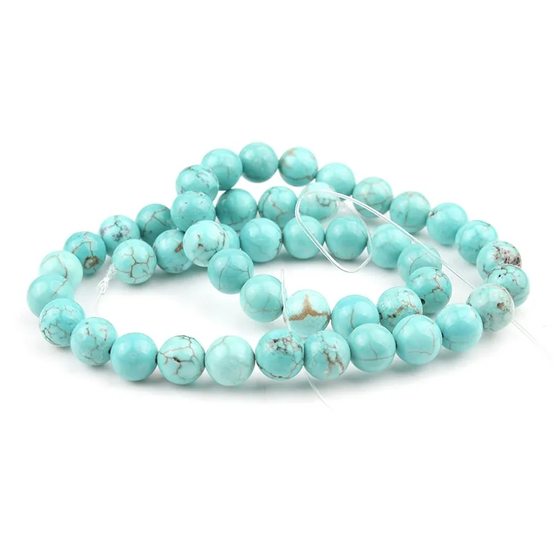 Green Turquoise Бусины из натурального камня, агат, тигровый глаз, нефрит, бирюзовый кварц, круглые свободные бусины для DIY изготовления браслета, ожерелье 4, 6, 8, 10, 12 мм, 15 дюймов - Цвет: Green Turquoise