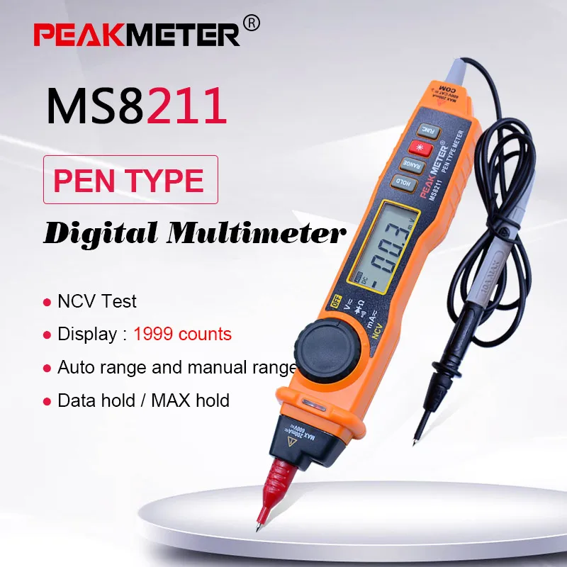 Peakmeter MS8211 цифровой мультиметр с зонд acv/dcv электрический ручной тестер Multitester