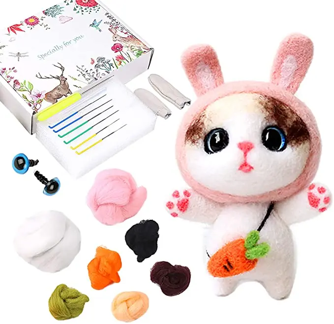 

LMDZ Needle Felting Starter Kit Relaxed DIY Non finished Women Handmade Pocket Animal Pet Doll Toy Wool Decor Felting Foam Mat