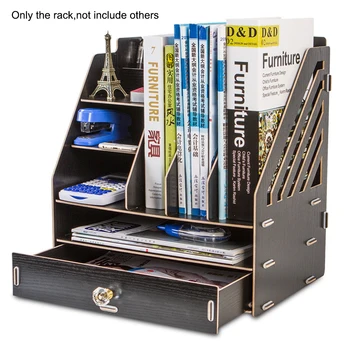 

Wooden Document Tray Desktop Multifunction Storage Box Pen Pencil File Holder Storage Rack Office Desk Organizer School Supplies