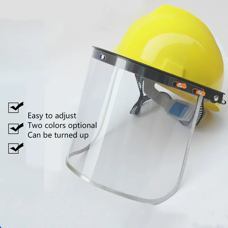 

Pvc Protective Mask With Safety Helmet Anti-spatter Welding Mask Anti-dust Labor Protection Grinding Screen