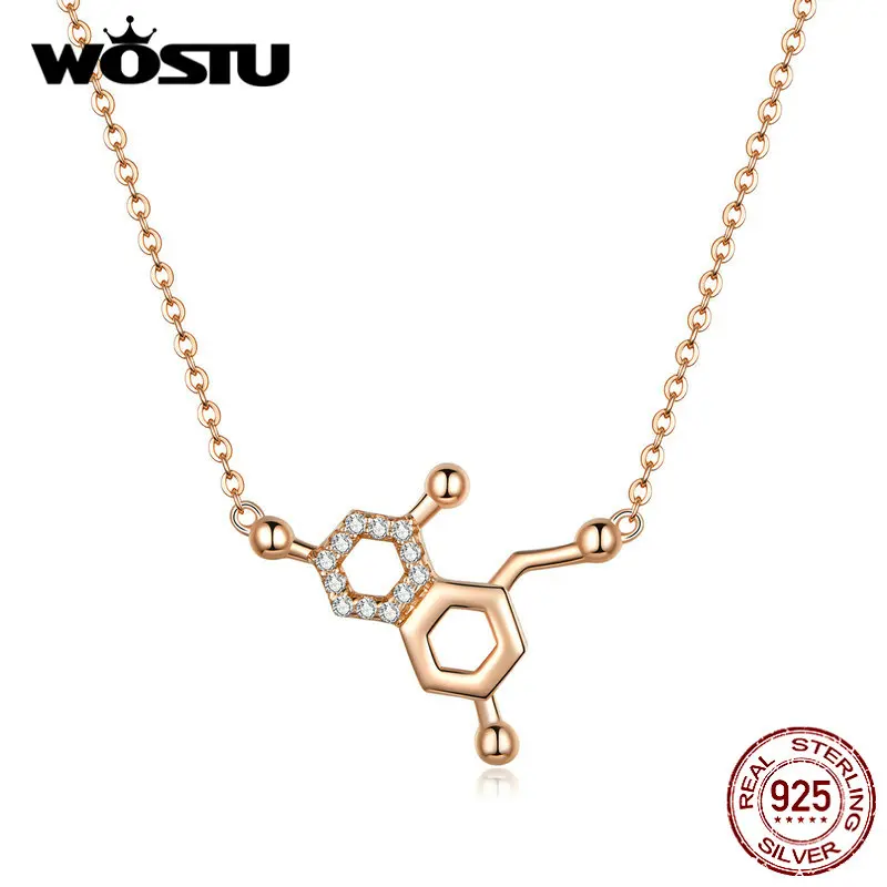 WOSTU,, модное 925 пробы Серебряное ожерелье с надписью Love dophamine, благородное золотое ожерелье для женщин, хорошее ювелирное изделие, FIN361