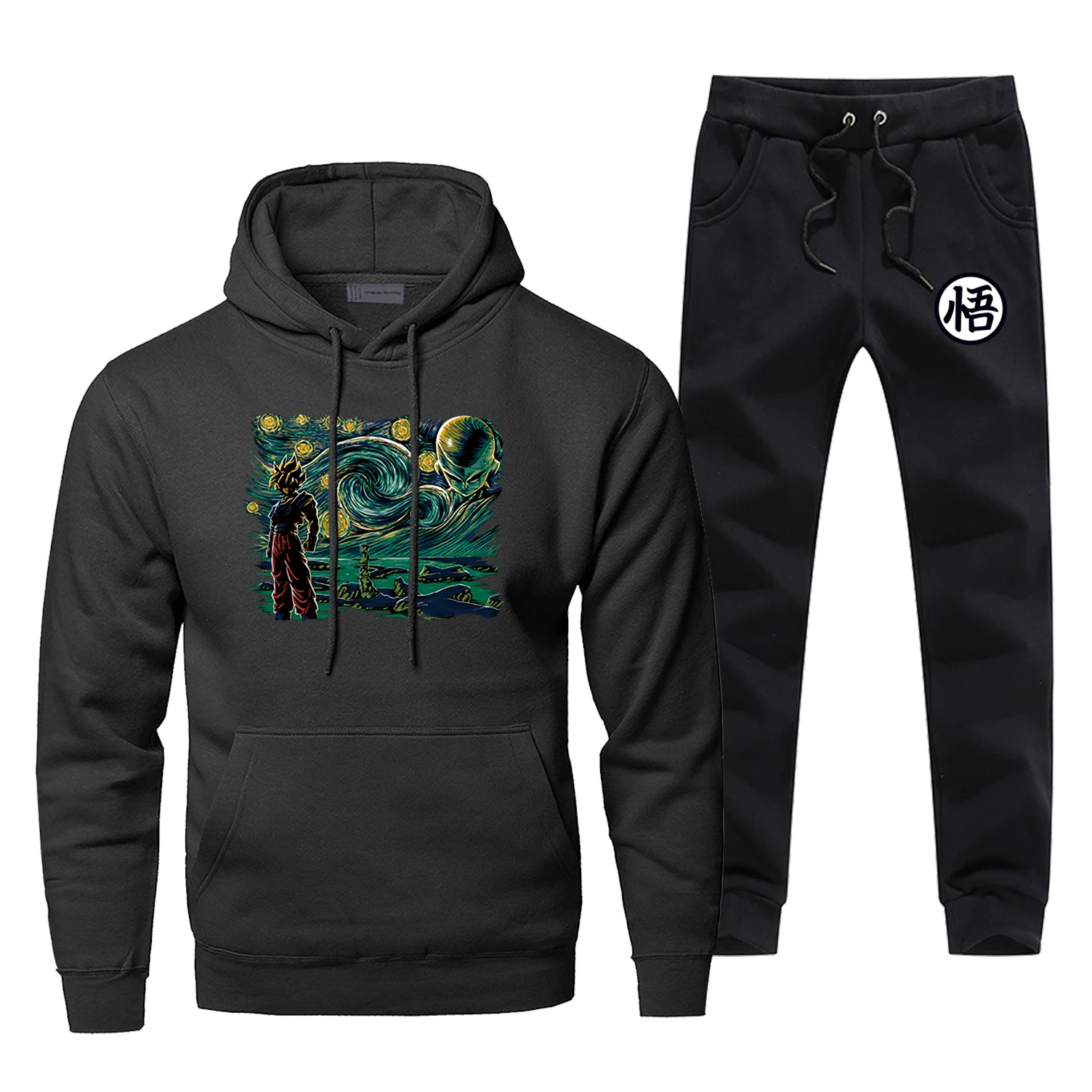 Van Gogh Style Print Men's Full Suit Tracksuit Super Saiyan Fashion Japan Anime Sportsman Wear Dragon Ball Z Harajuku Men's Sets