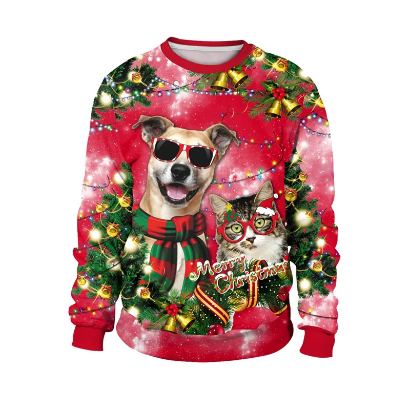 Уродливый Рождественский свитер унисекс для мужчин и женщин, Забавный рождественский джемпер с 3D-принтом Санта-эльфа на каникулах, осенне-зимняя верхняя одежда