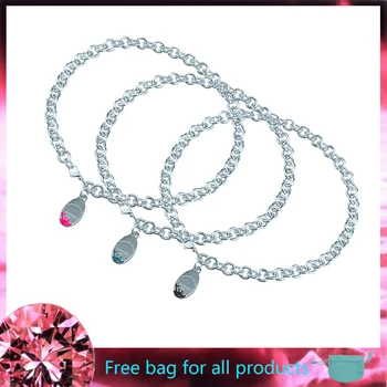 

Women's 925 Sterling Silver jewelry Oval Pendant Water splash accessories Knot necklace Enamel silverware Valentine's Day gift